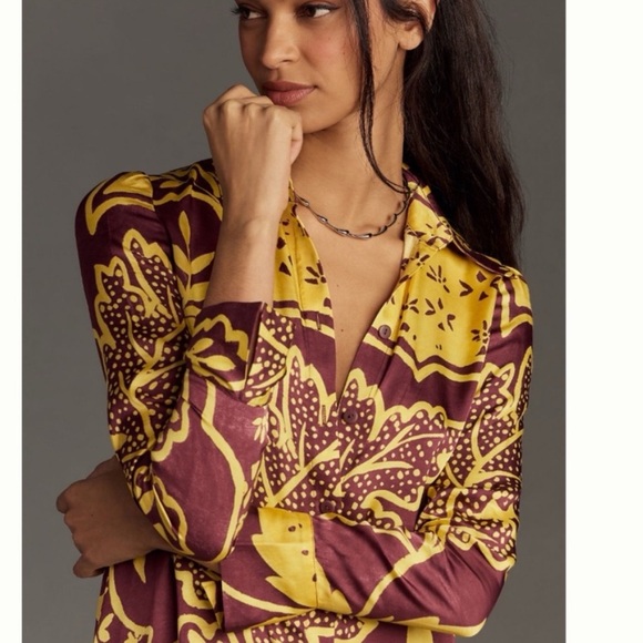 NWT Anthro Corey Lynn Calter Long-Sleeve Printed Shirt Dress - Picture 3 of 7